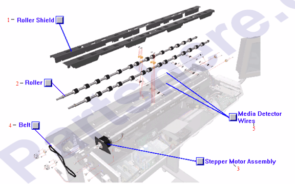 HP parts picture diagram for Q1261-60029-C, Q1261-60025-C, Q1261-60029, Q1261-60033, Q1261-60018, Q1261-60025, Q1261-60035, Q1261-60029-R, Q1261-60018-R, Q1261-60025-R